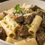 Garlicky Steak Tips Rigatoni Recipe