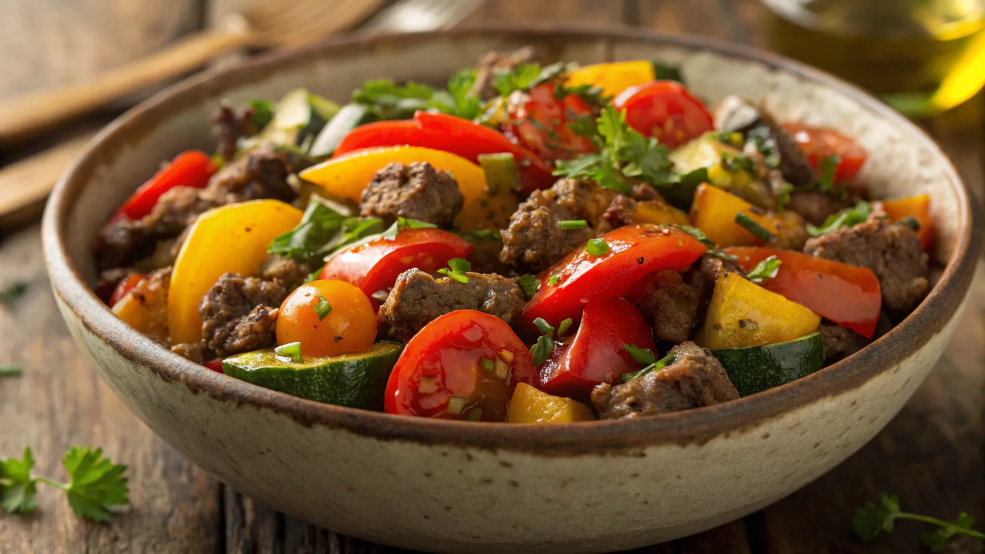 Mediterranean Ground Beef Stir Fry