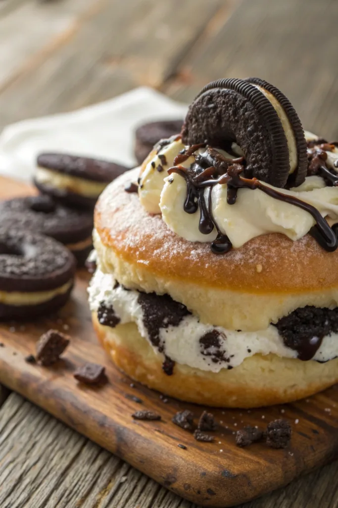 Oreo Cheesecake Donut Burger recipe