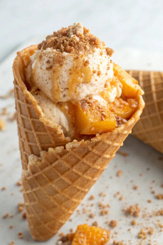 Peach Cobbler Cheesecake Cones recipe