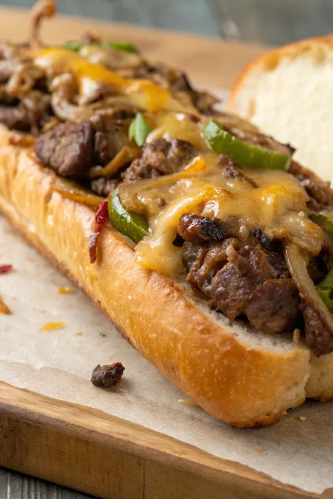 Philly Cheesesteak Cheesy Bread recipe