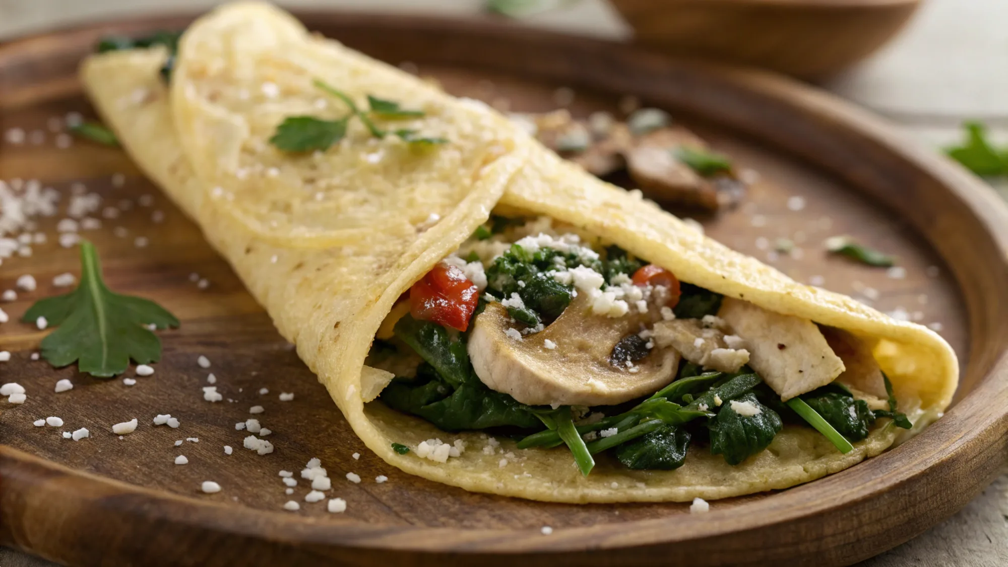 Savory Spinach Mushroom Chicken Crêpes recipe