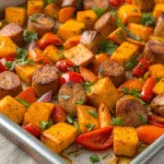Sheet Pan Sausage Sweet Potatoes recipe