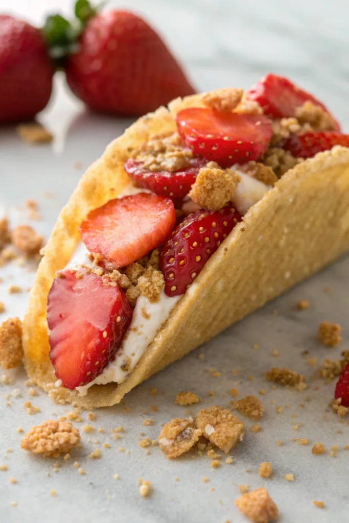 Strawberry Crunch Cheesecake Tacos recipe