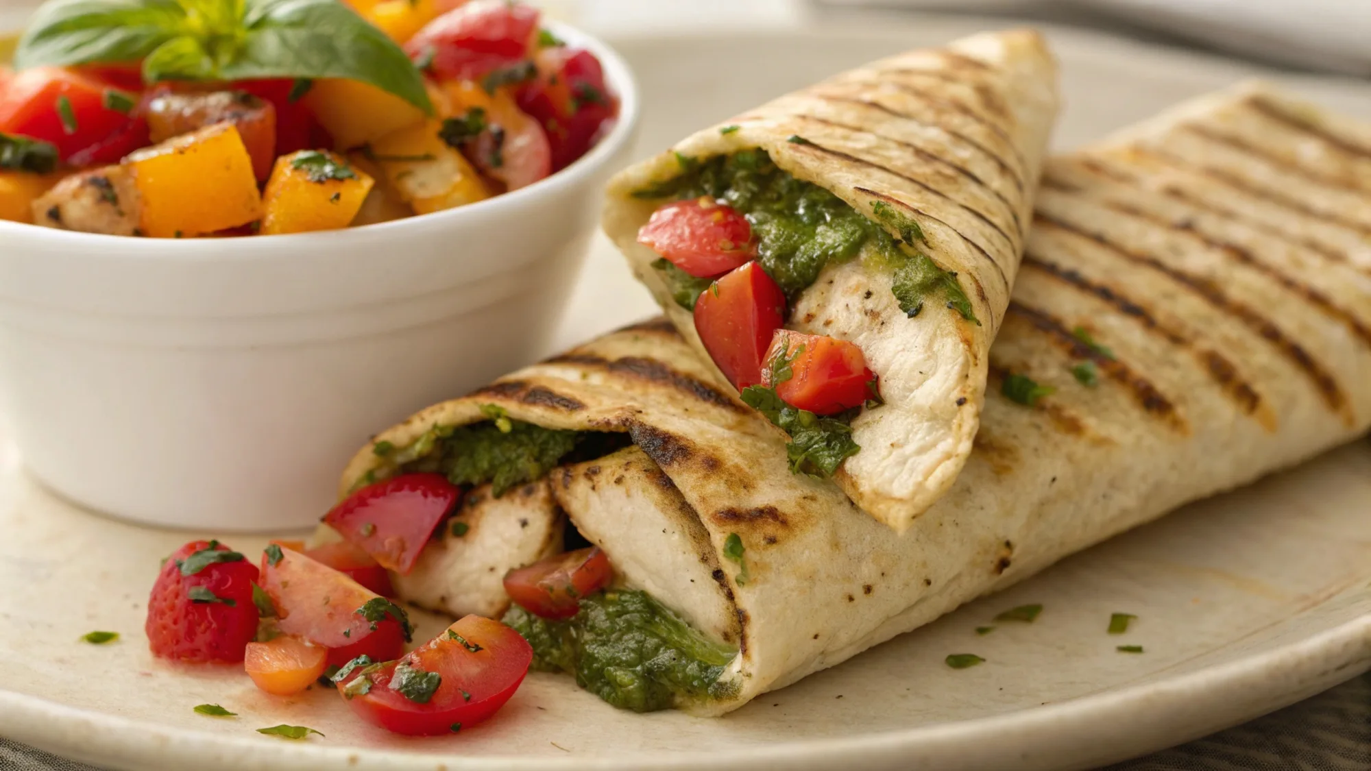 Bruschetta Chicken Pesto Wraps recipe