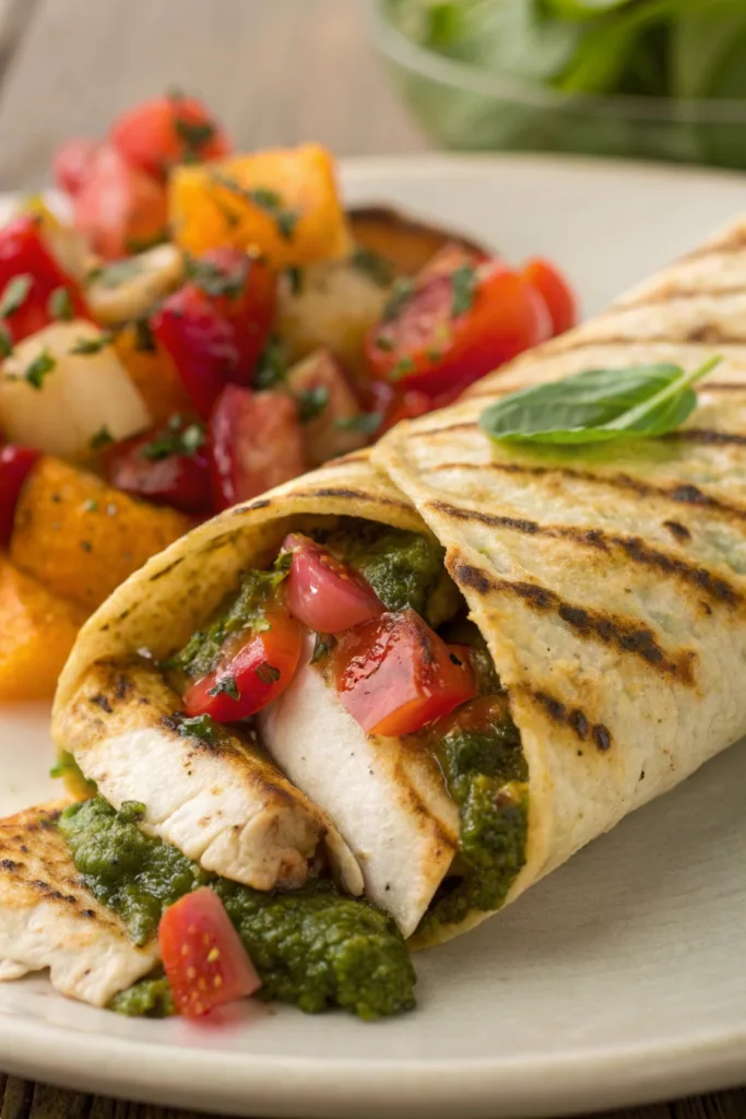 Bruschetta Chicken Pesto Wraps