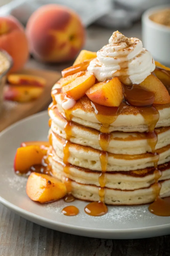 Caramel Peach Pancakes recipe