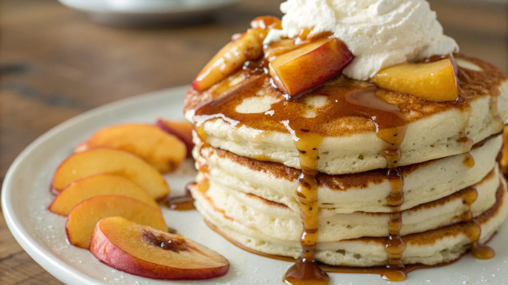 Caramel Peach Pancakes
