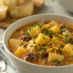 Cheesy Hamburger Potato Soup recipe