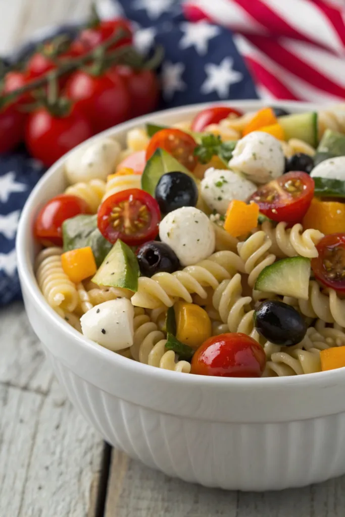Chilled 4th of July Pasta Salad recipe