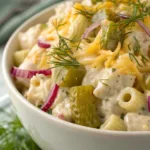 Dill Pickle Cheddar Pasta Salad recipe