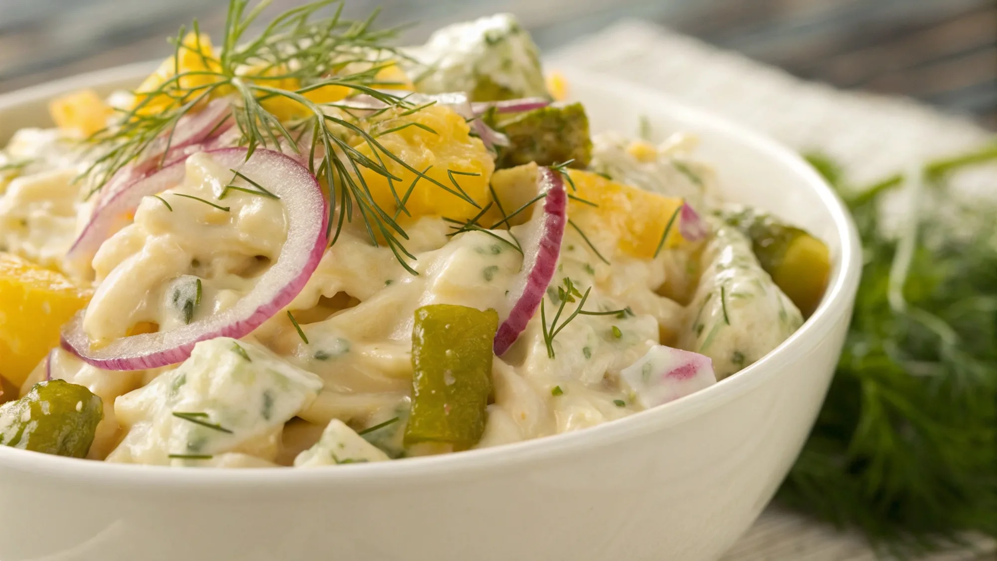 Dill Pickle Cheddar Pasta Salad