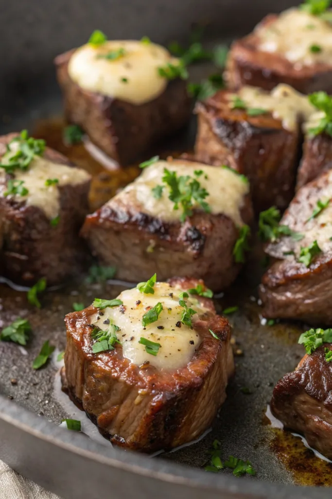 Garlic Butter Parmesan Steak Bites recipe