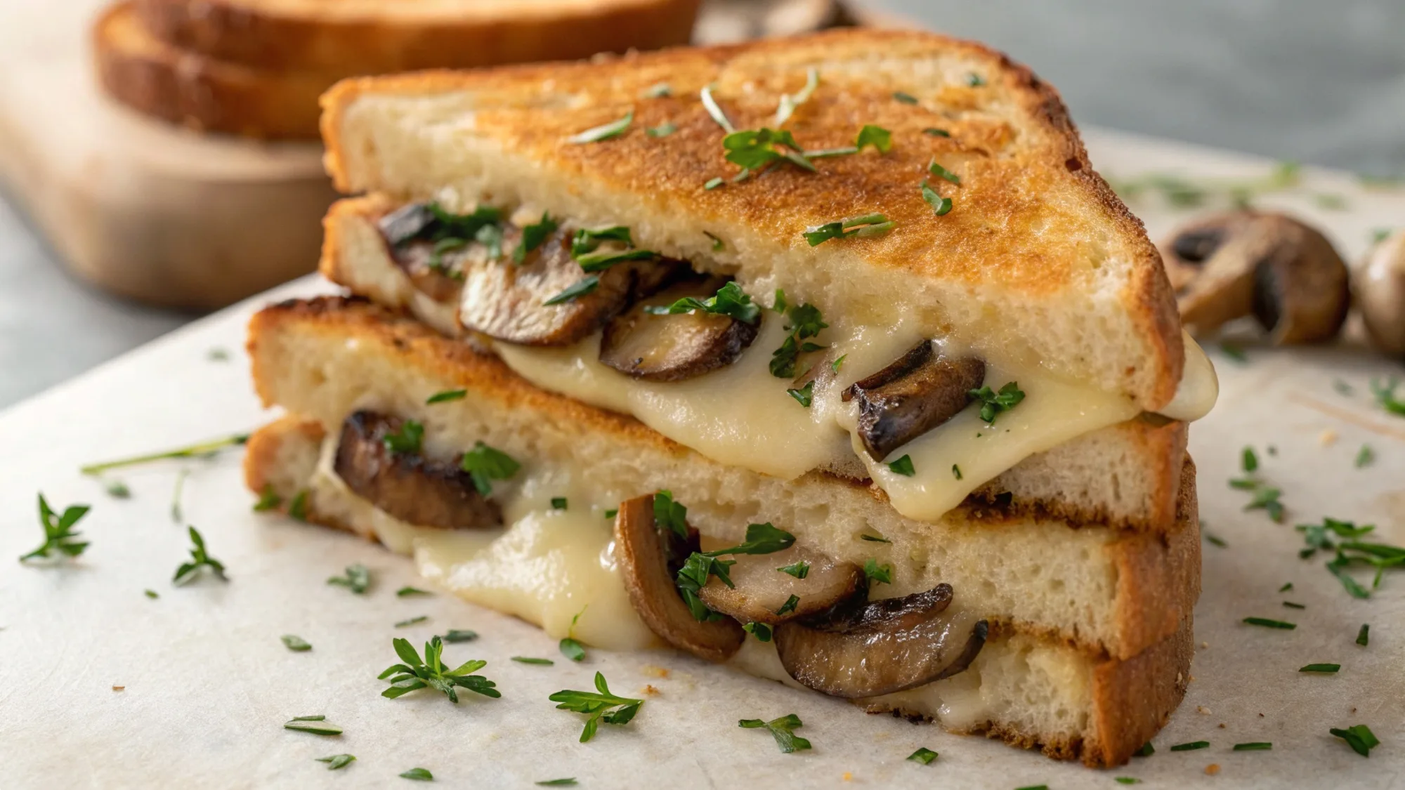 Garlic Mushroom Grilled Cheese recipe