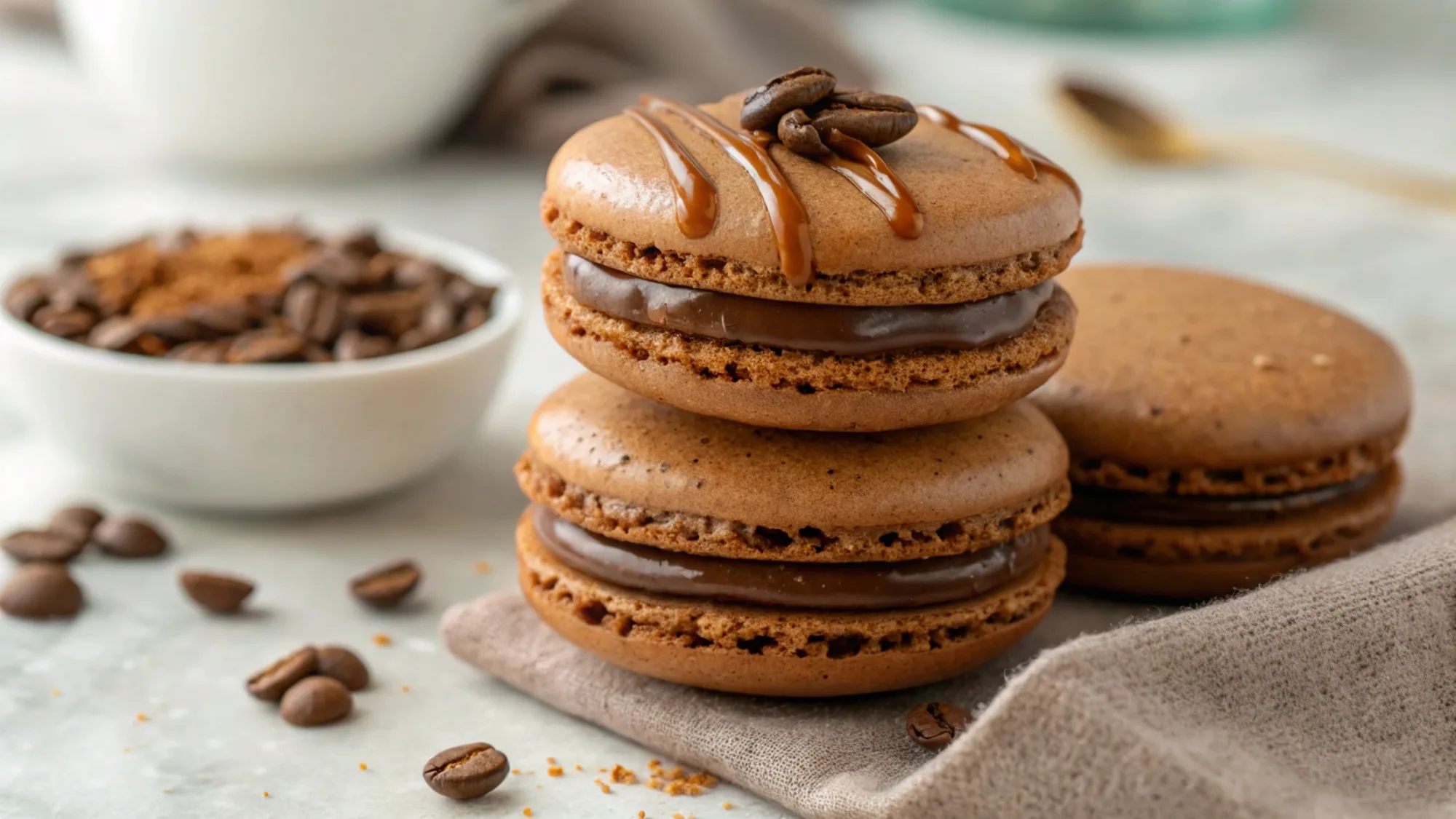 Mocha Caramel Macarons