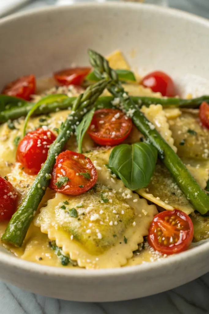Ravioli with Tomatoes and Asparagus