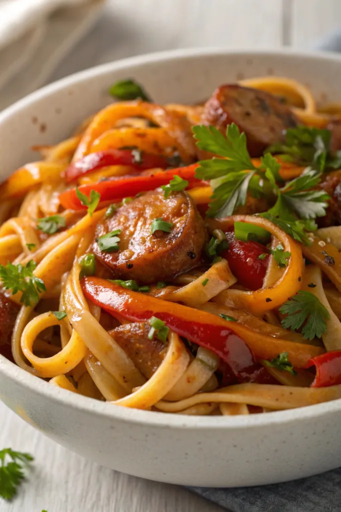 Spicy Honey BBQ Sausage Pasta