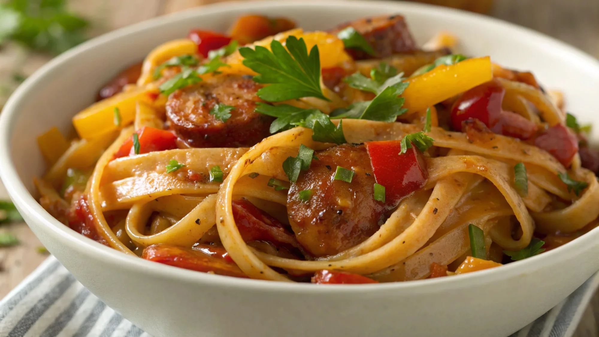 Spicy Honey BBQ Sausage Pasta recipe