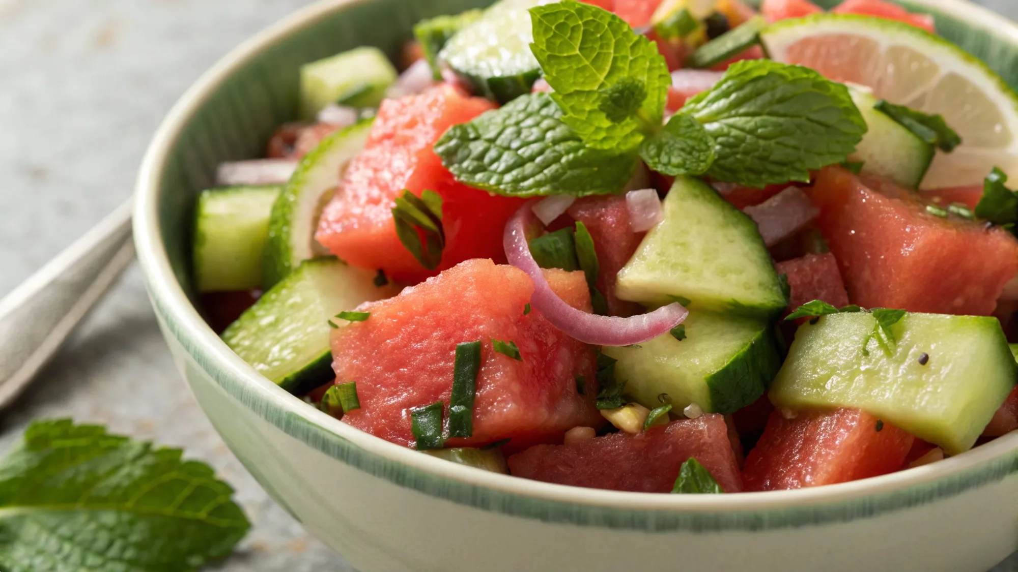Spicy Watermelon Cucumber Salad
