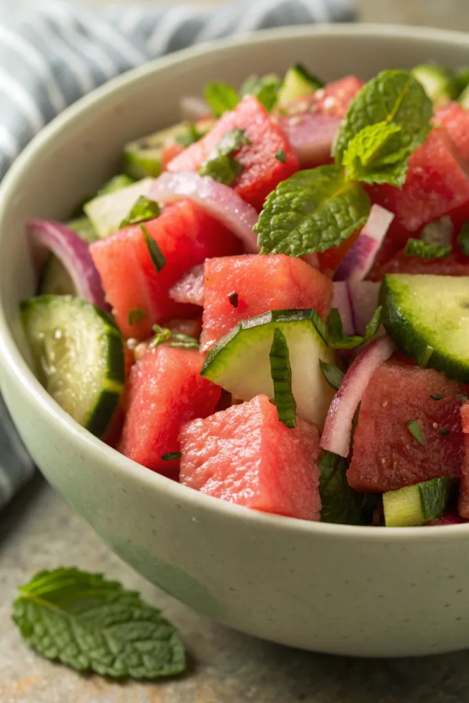 Spicy Watermelon Cucumber Salad recipe
