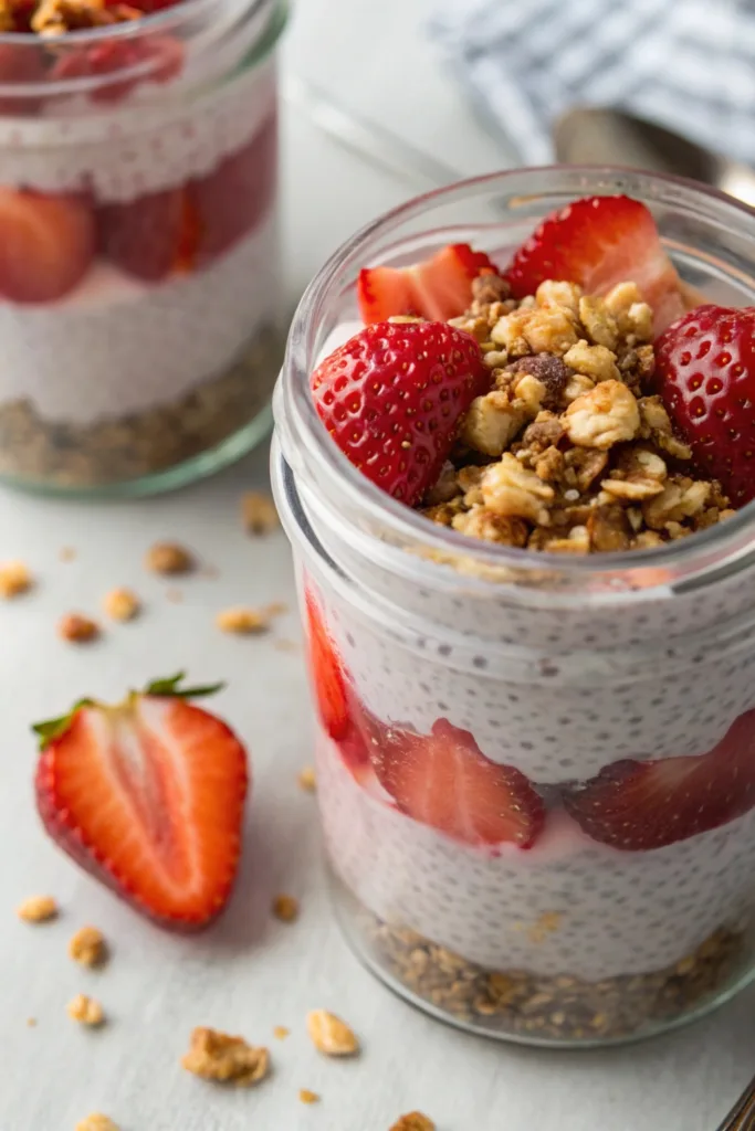 Strawberry Crumble Chia Pudding