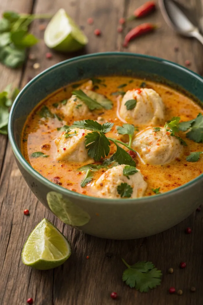 Thai Red Curry Dumpling Soup recipe