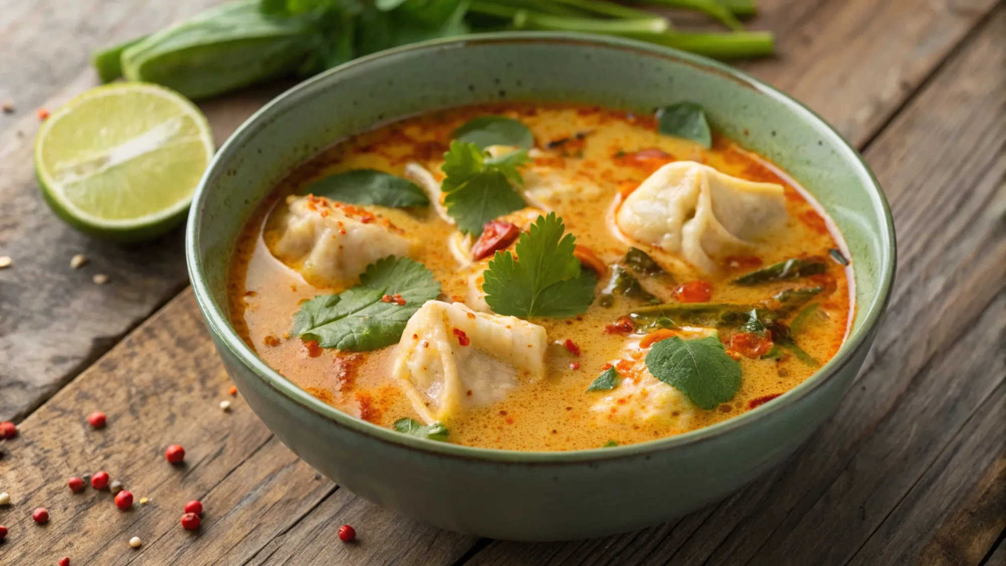 Thai Red Curry Dumpling Soup