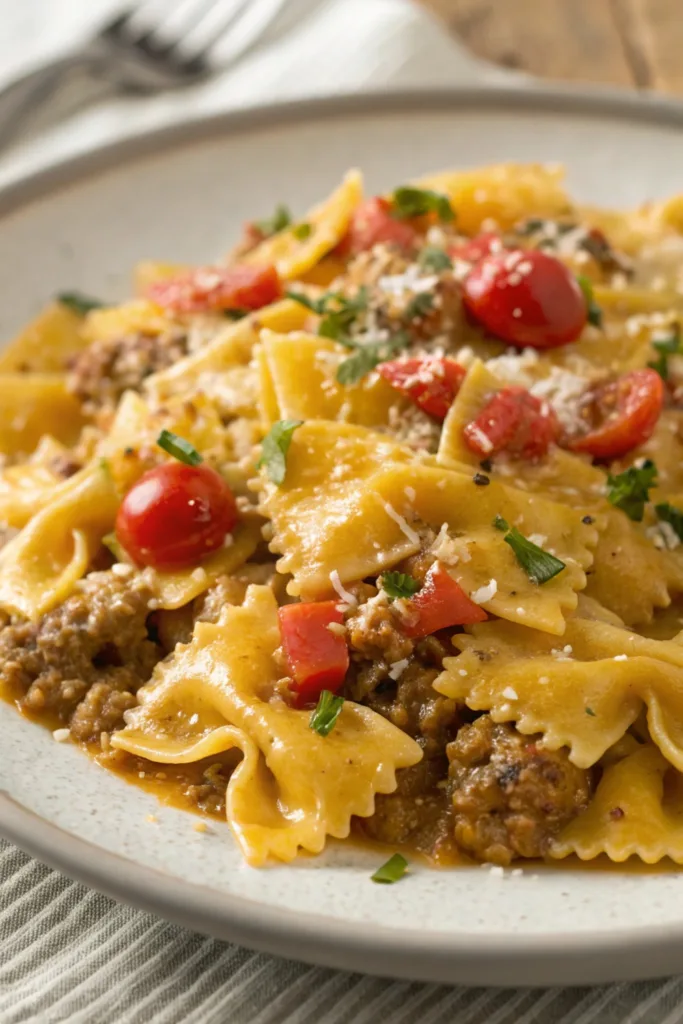 Velveeta Beef Bowtie Pasta recipe