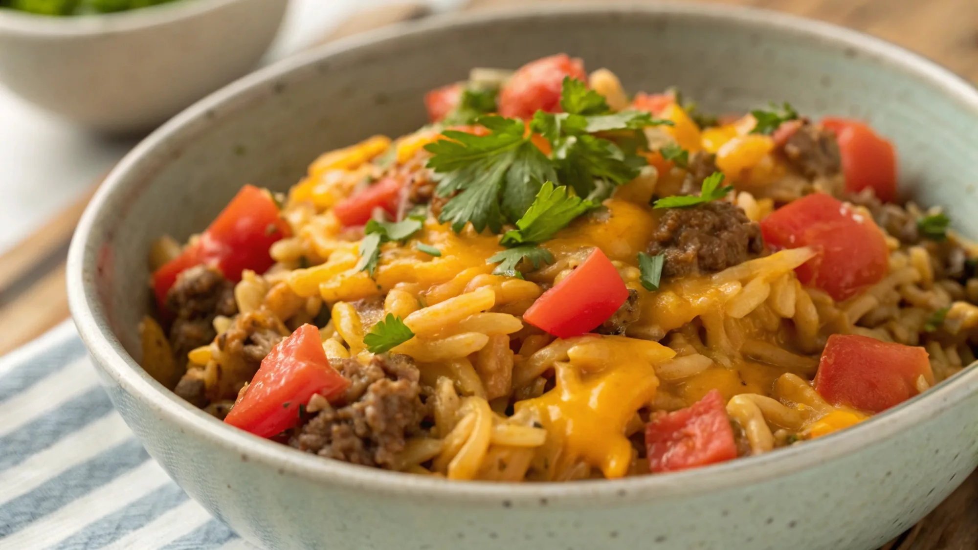Cheeseburger Orzo recipe