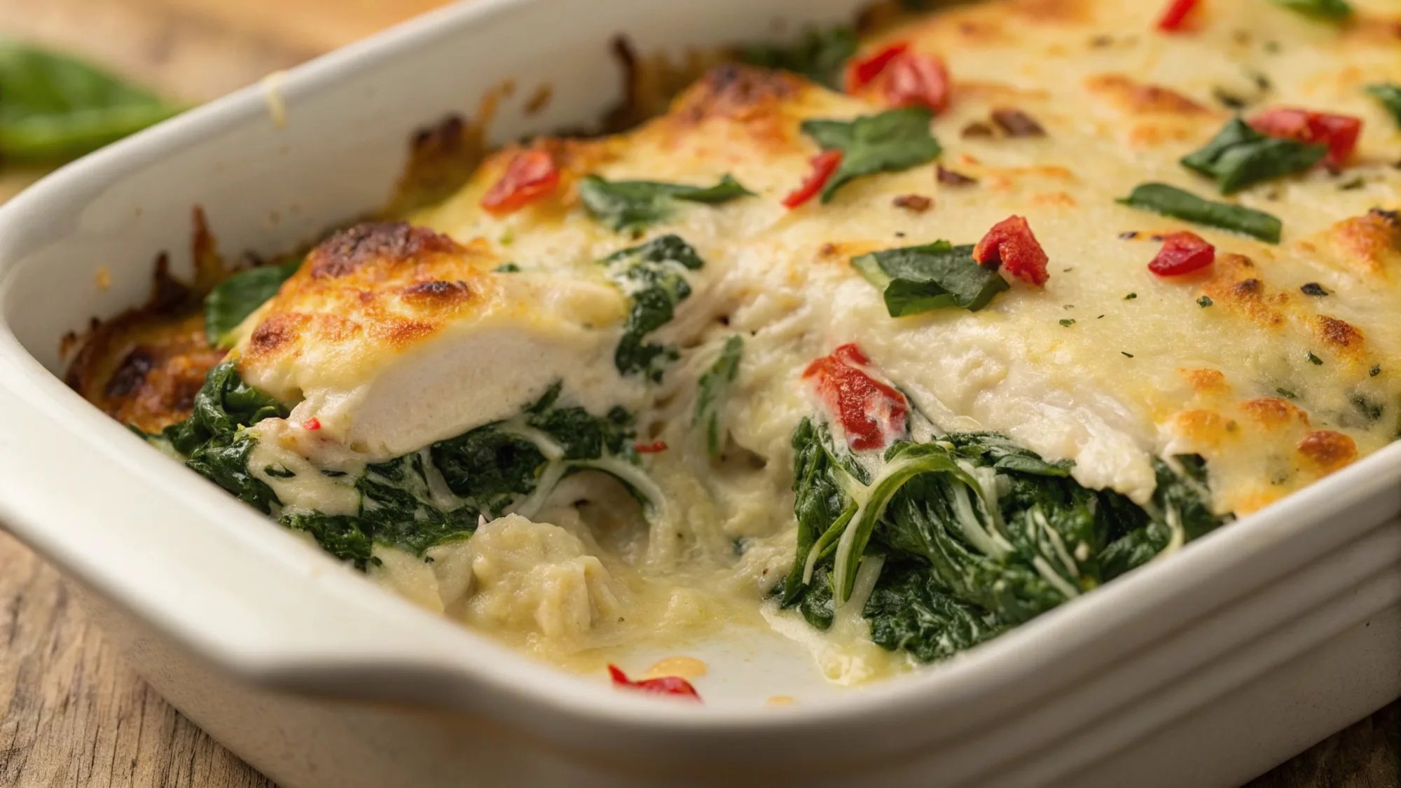 Cheesy Chicken Spinach Bake recipe