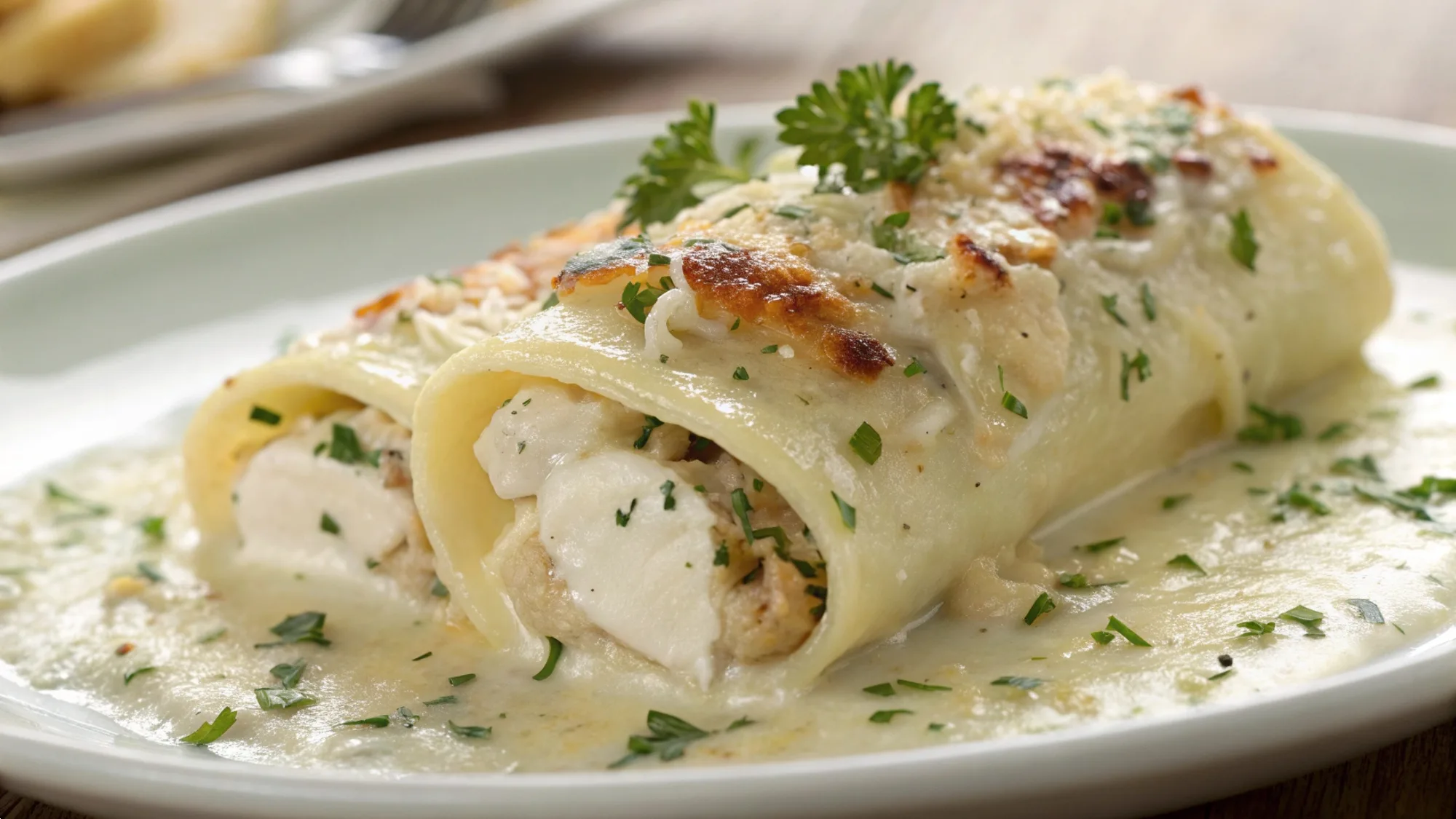 Chicken Alfredo Lasagna Rolls
