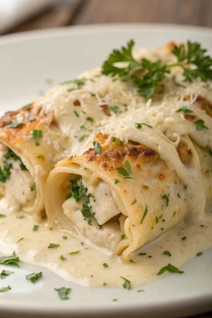 Chicken Alfredo Lasagna Rolls recipe