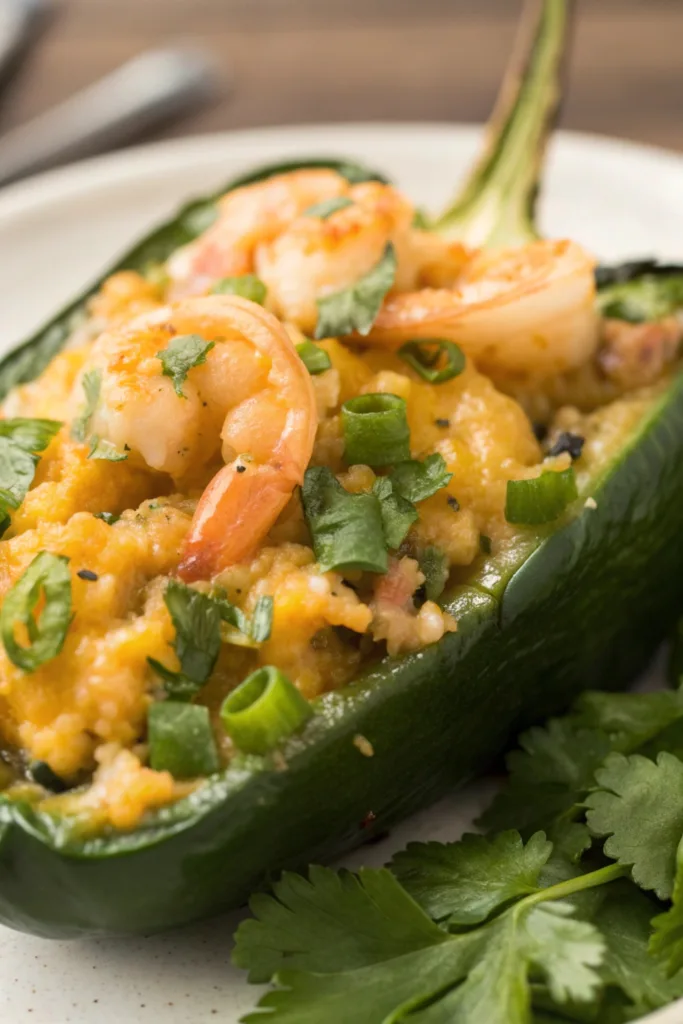 Cilantro Lime Shrimp Stuffed Poblano Peppers