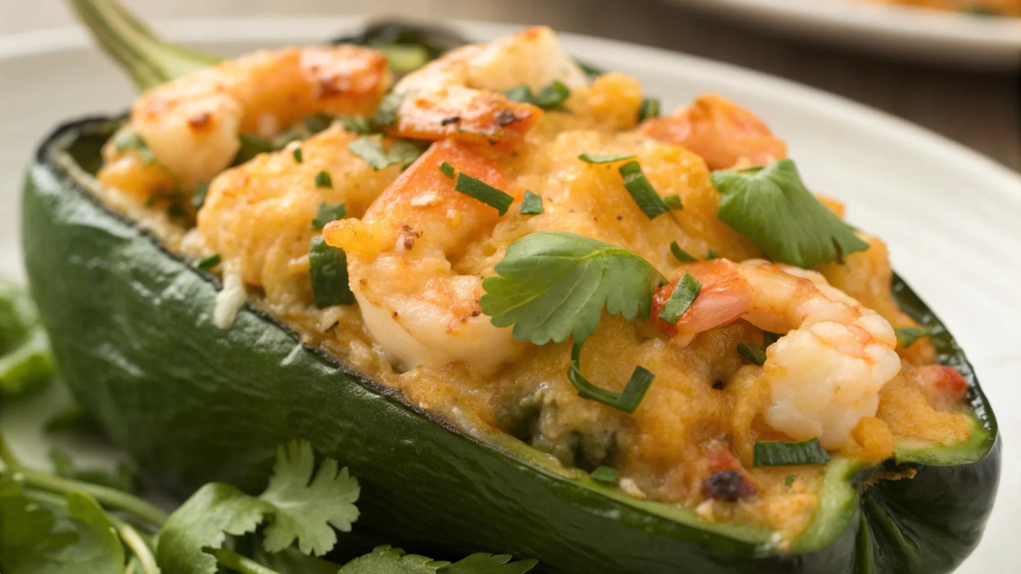 Cilantro Lime Shrimp Stuffed Poblano Peppers recipe