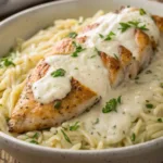 Creamy Garlic Parmesan Orzo Chicken recipe