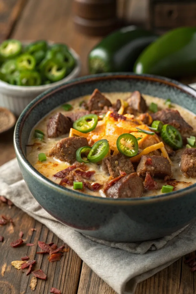 Crockpot Jalapeño Popper Beef Stew recipe