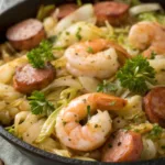Fried Cabbage Shrimp Sausage