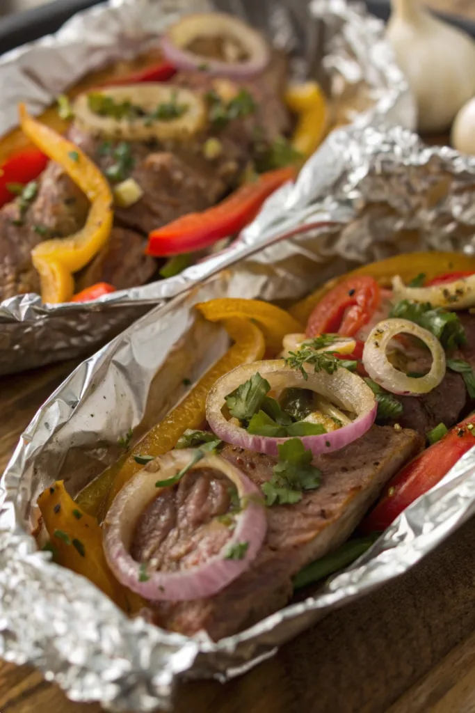 Garlic Steak Foil Packets recipe