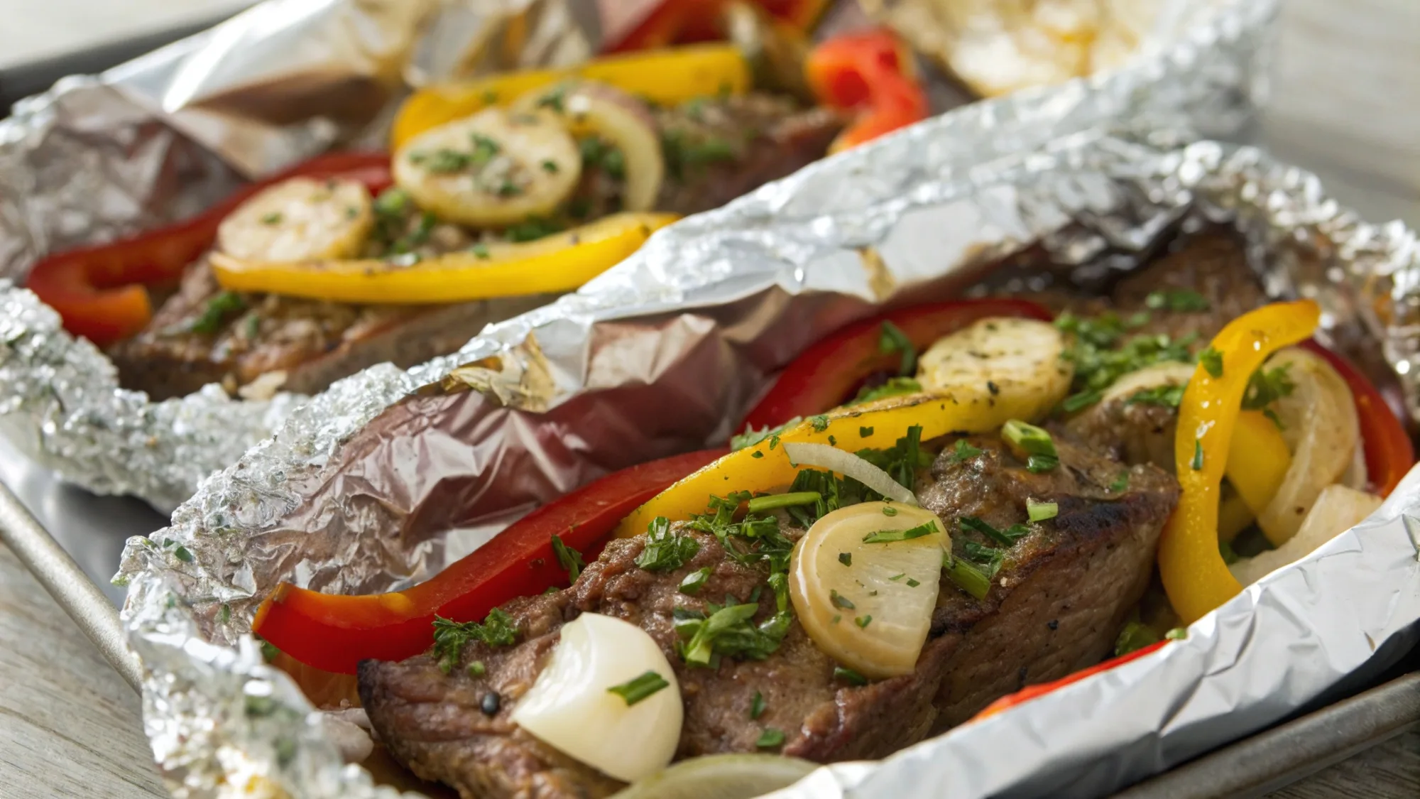 Garlic Steak Foil Packets