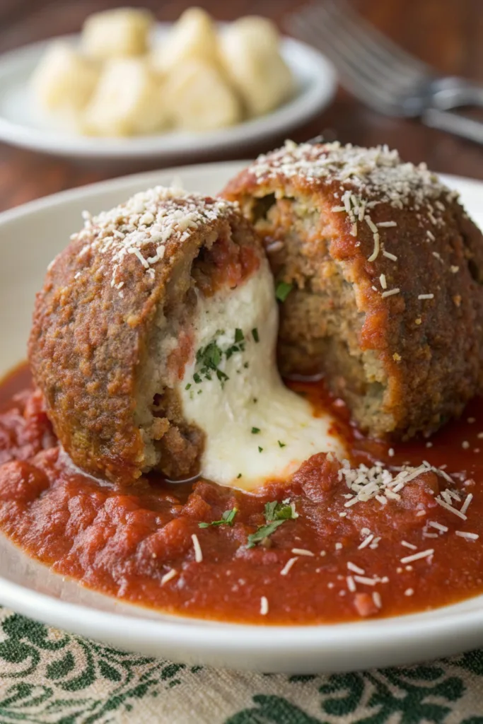 Mozzarella Stuffed Meatballs recipe