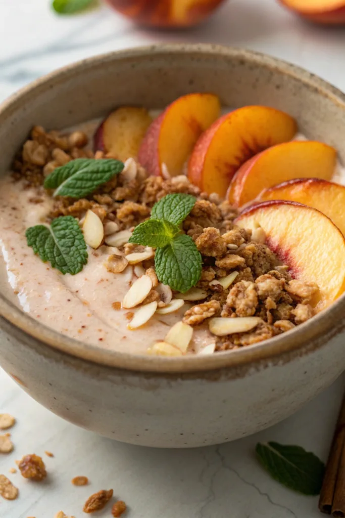 Peach Cobbler Smoothie Bowl recipe