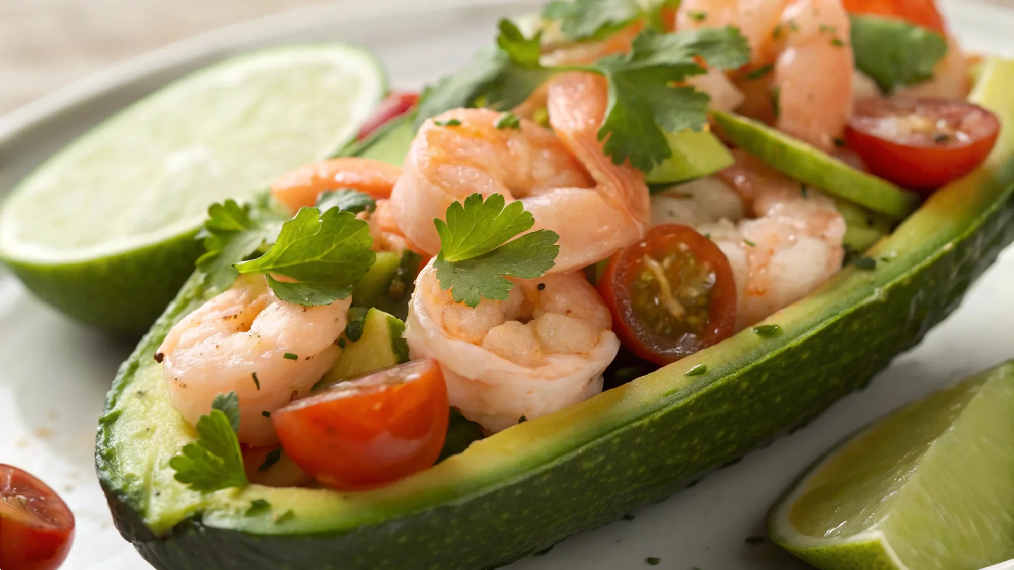 Shrimp Avocado Cucumber Boats