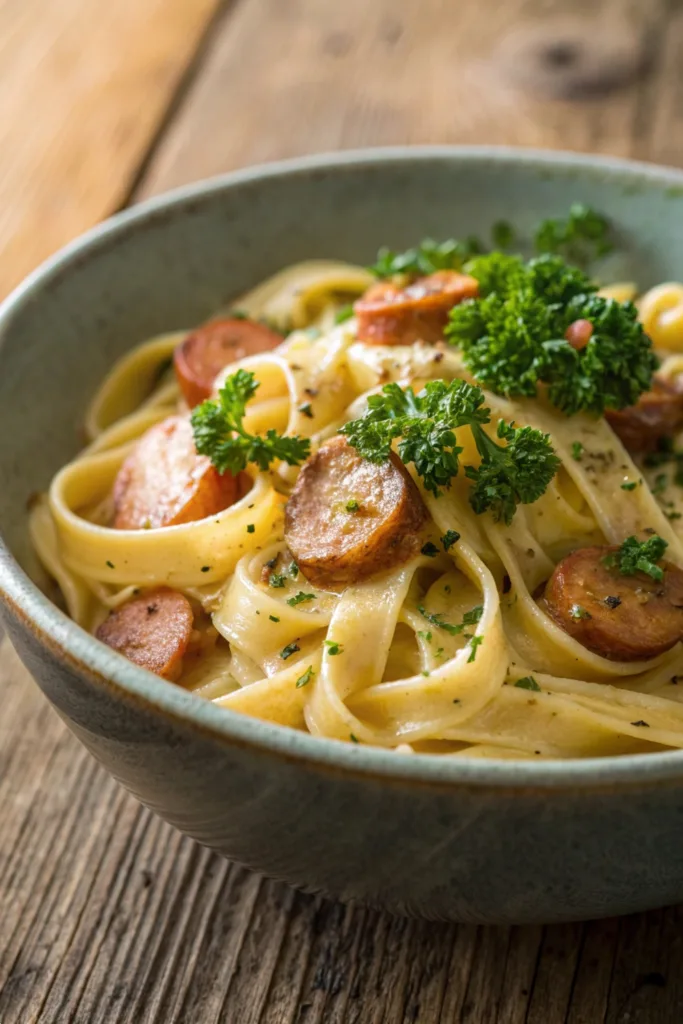 Smoked Sausage Alfredo Pasta recipe