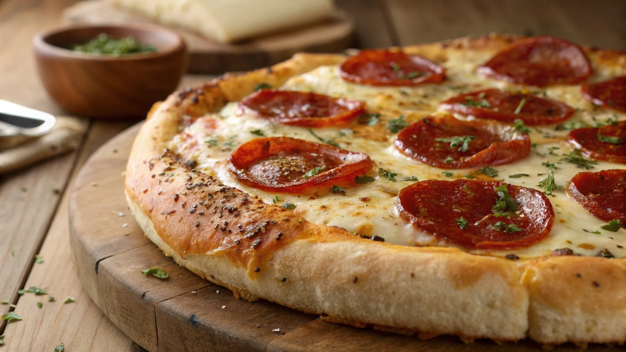 Stuffed Crust Pepperoni Pizza recipe