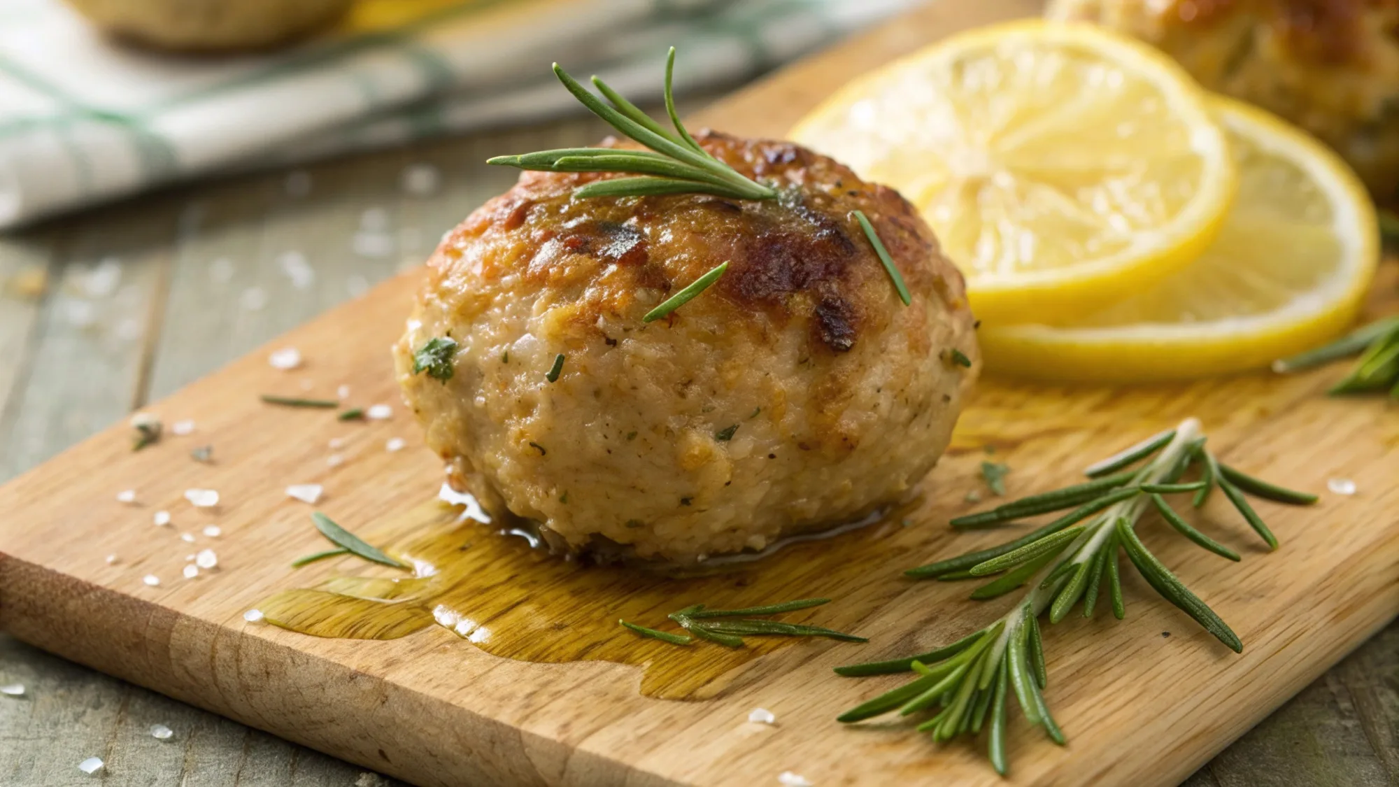 Baked Lemon Rosemary Chicken Meatballs