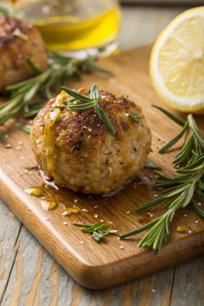 Baked Lemon Rosemary Chicken Meatballs recipe