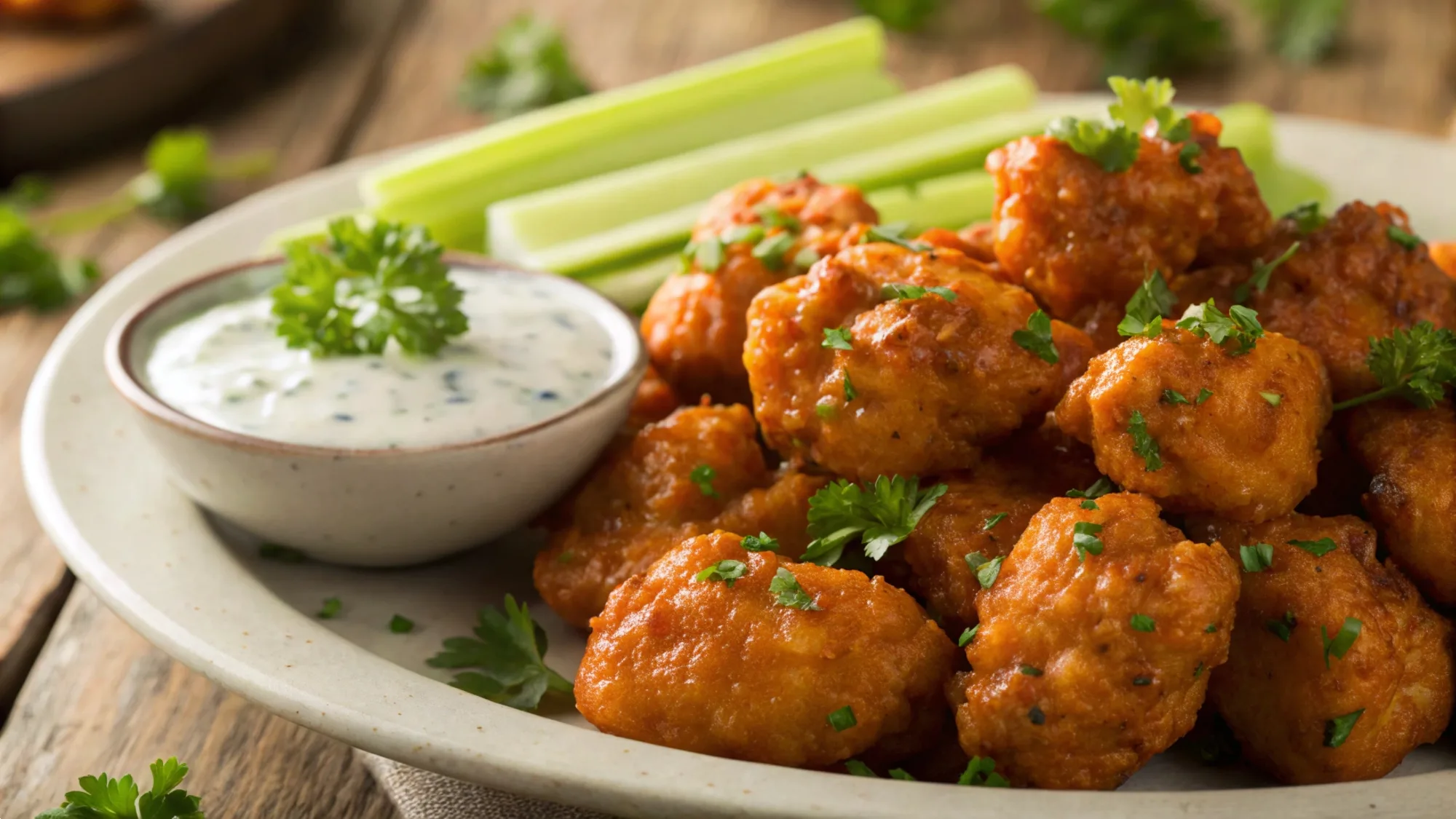 Buffalo Garlic Chicken Bites