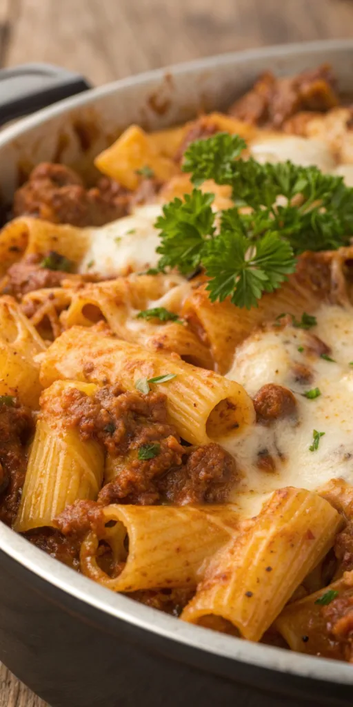 Cheesy Beef Rigatoni recipe