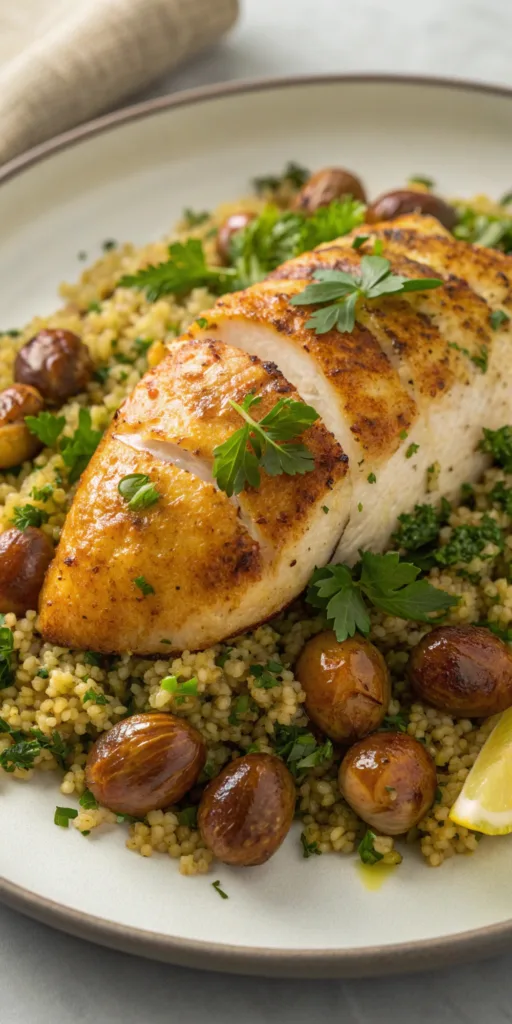 Chestnut Garlic Greek Chicken recipe