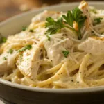 Chicken Alfredo Three-Cheese Spaghetti recipe